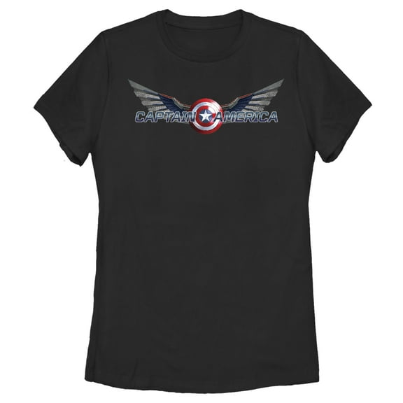 Women's Marvel The Falcon and the Winter Soldier Captain America Shield with Wings  Graphic Tee Black 2X Large