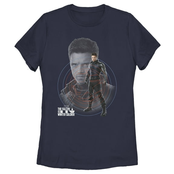 Women's Marvel The Falcon and the Winter Soldier Close-Up Bucky Graphic Tee Navy Blue Large