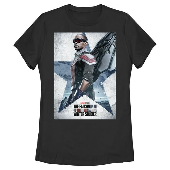 Women's Marvel The Falcon and the Winter Soldier Sam Poster  Graphic Tee Black Medium