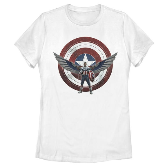 Women's Marvel The Falcon and the Winter Soldier Sam Wilson Shield Graphic Tee White 2X Large