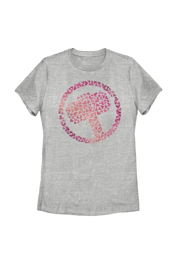 Women's Marvel Thor Heart Hammer  Graphic Tee Athletic Heather 2X Large
