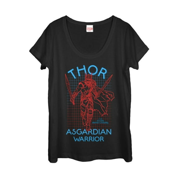 Women's Marvel Thor: Ragnarok 3D Dimension  Scoop Neck Black Large