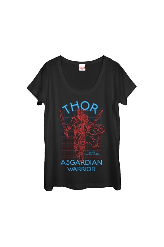Women's Marvel Thor: Ragnarok 3D Dimension Scoop Neck Black Medium