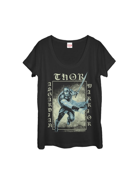 Women's Marvel Thor: Ragnarok Ancient Script Scoop Neck Black Large
