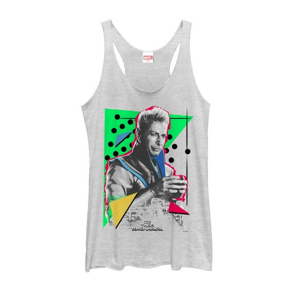 Women's Marvel Thor: Ragnarok Grandmaster Retro  Racerback Tank Top White Heather Medium