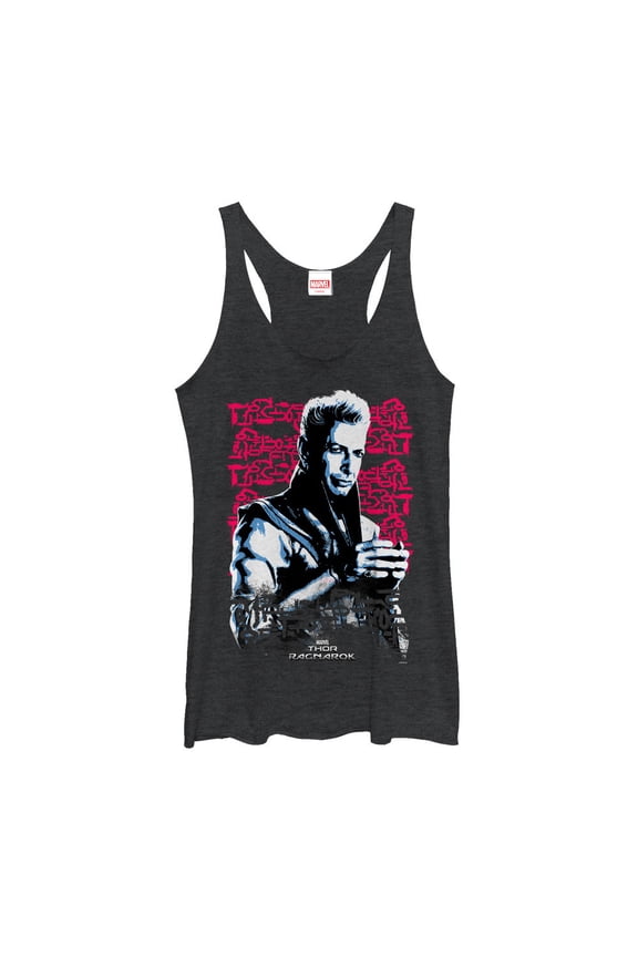 Women's Marvel Thor: Ragnarok Grandmaster Script  Racerback Tank Top Black Heather X Large