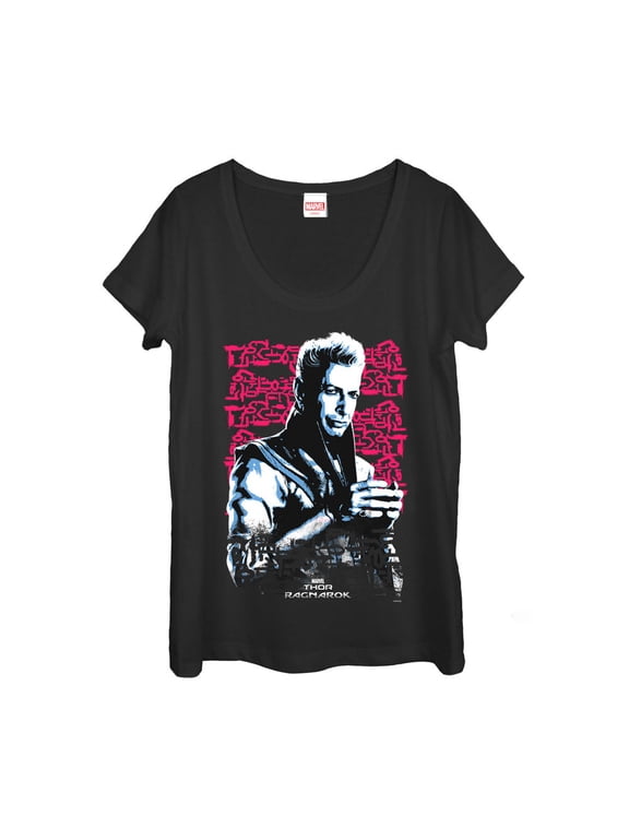 Women's Marvel Thor: Ragnarok Grandmaster Script Scoop Neck Black Medium