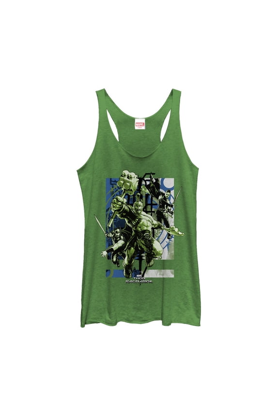 Women's Marvel Thor: Ragnarok Group Attack  Racerback Tank Top Envy Green X Large