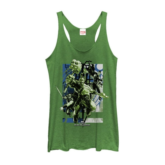 Women's Marvel Thor: Ragnarok Group Attack  Racerback Tank Top Envy Green X Small
