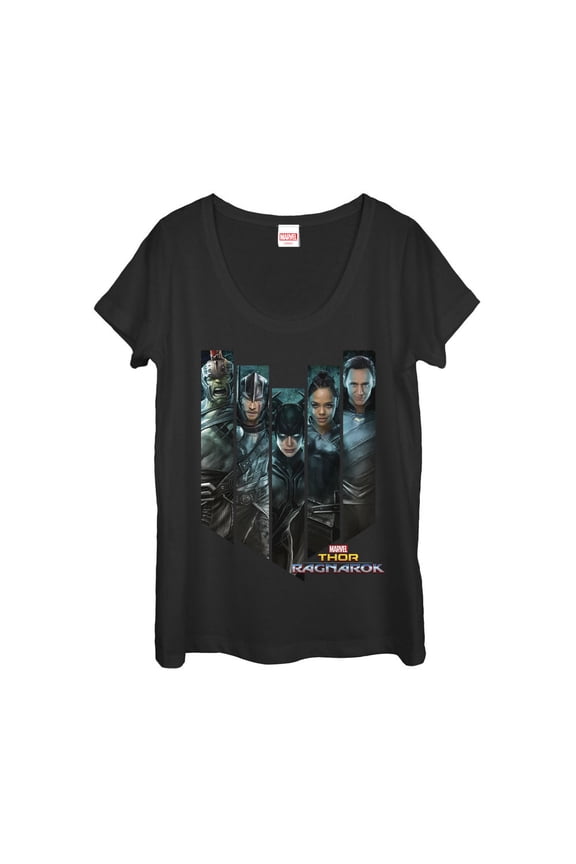 Women's Marvel Thor: Ragnarok Group Shot Scoop Neck Black Small