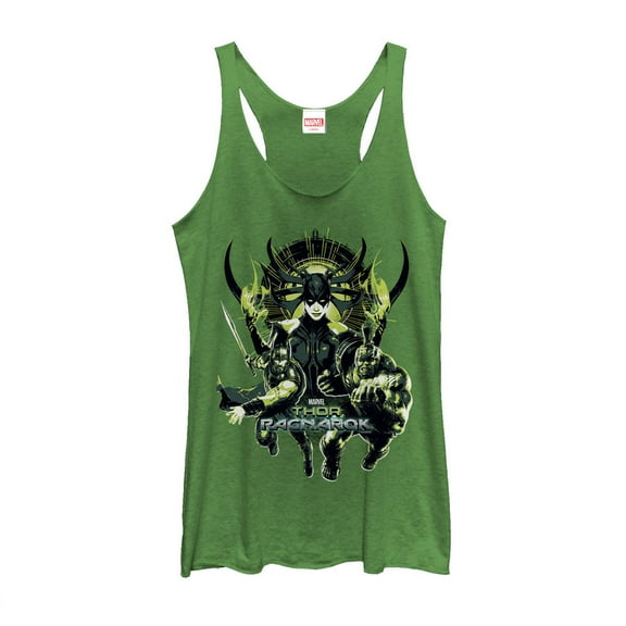 Women's Marvel Thor: Ragnarok Hela Flames  Racerback Tank Top Envy Green Medium
