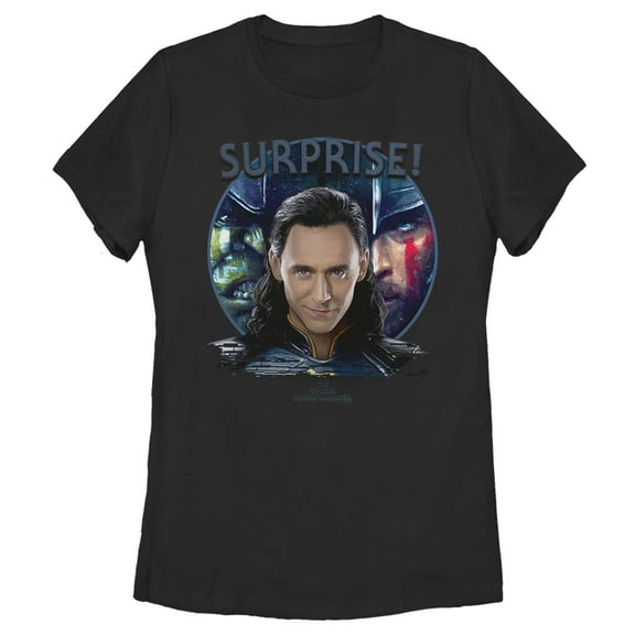 Women's Marvel Thor: Ragnarok Loki Surprise Visitor Graphic Tee Black Small