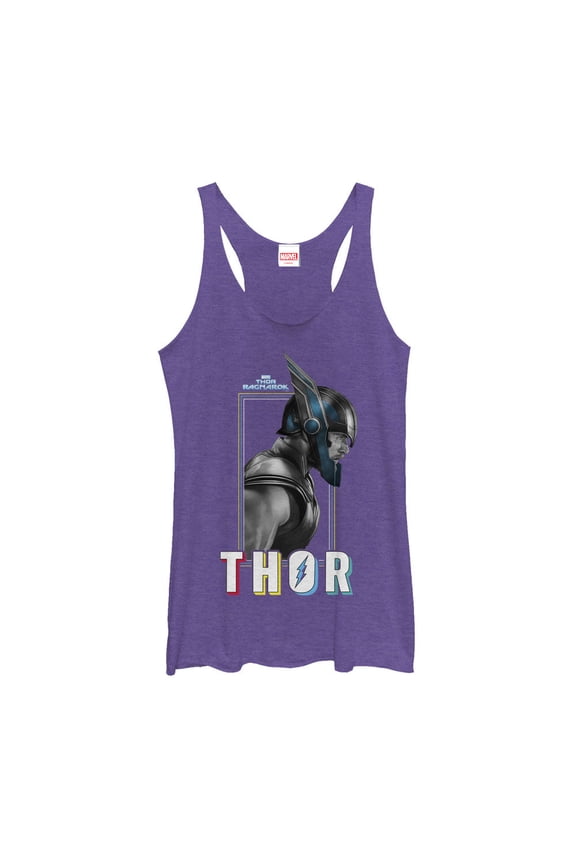Women's Marvel Thor: Ragnarok Profile Racerback Tank Top Purple Heather Medium