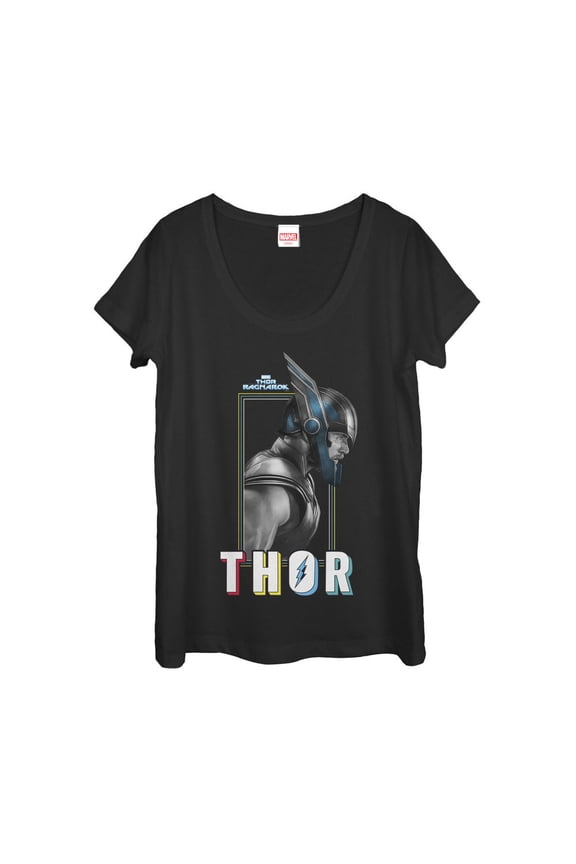 Women's Marvel Thor: Ragnarok Profile Scoop Neck Black Large