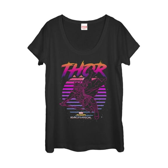 Women's Marvel Thor: Ragnarok Retro  Scoop Neck Black 2X Large