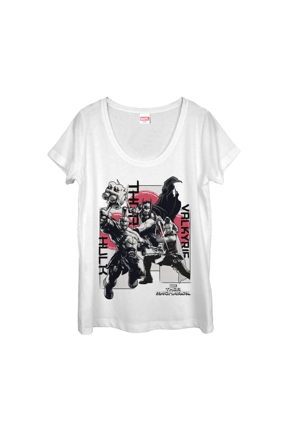 Women's Marvel Thor: Ragnarok Trio Scoop Neck White Small