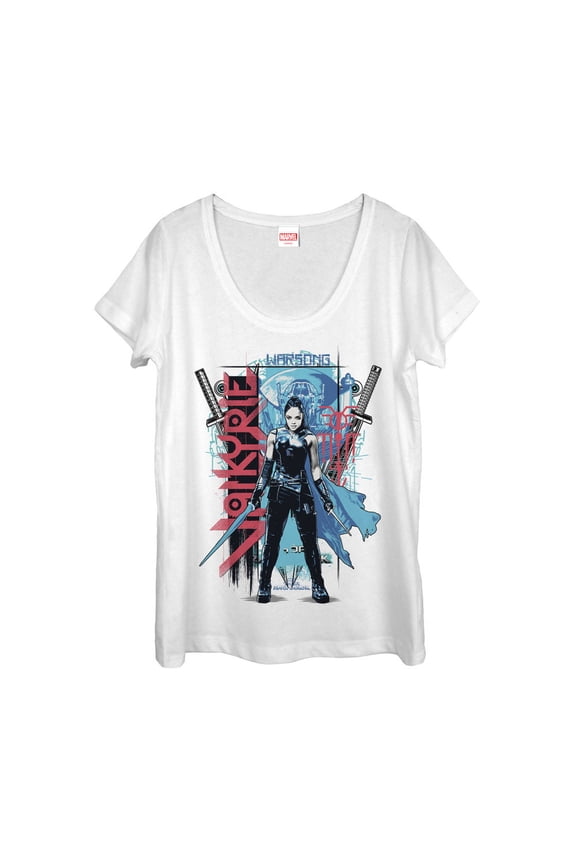 Women's Marvel Thor: Ragnarok Valkyrie Warsong Scoop Neck White 2X Large