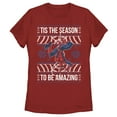 thumbnail image 1 of Women's Marvel Ugly Christmas Spider-Man Season  Graphic Tee Red 2X Large, 1 of 3