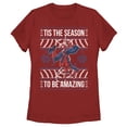 thumbnail image 1 of Women's Marvel Ugly Christmas Spider-Man Season  Graphic Tee Red Medium, 1 of 3