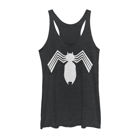 Women's Marvel Venom Alien Symbiote Logo Racerback Tank Top Black Heather Large