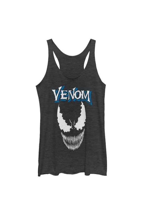 Women's Marvel Venom Face Logo  Racerback Tank Top Black Heather X Small