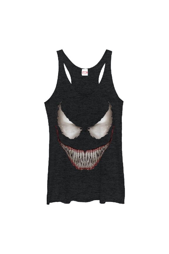 Women's Marvel Venom Grin  Racerback Tank Top Black Heather 2X Large