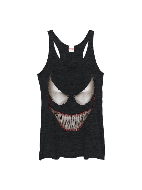 Women's Marvel Venom Grin Racerback Tank Top Black Heather X Large