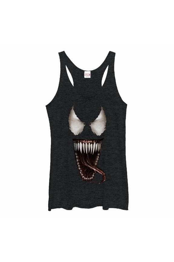 Women's Marvel Venom Tongue Racerback Tank Top Black Heather Large