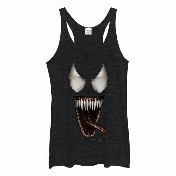 Women's Marvel Venom Tongue  Racerback Tank Top Black Heather X Small