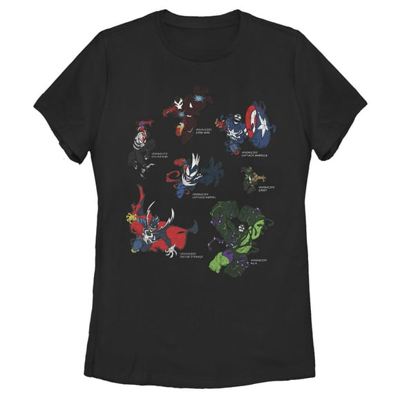Women's Marvel Venomized Hero Circle  Graphic Tee Black Large
