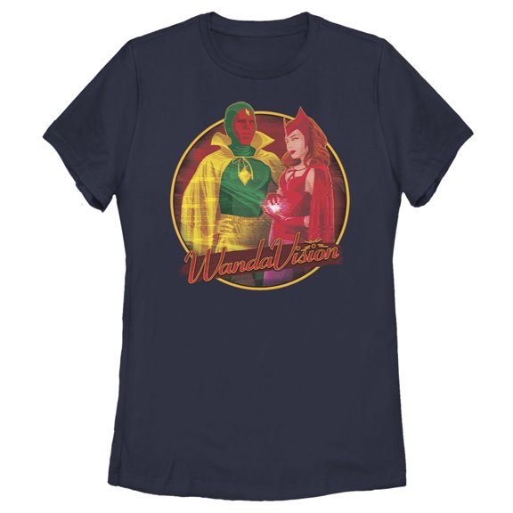Women's Marvel WandaVision Halloween Wanda and Vision  Graphic Tee Navy Blue Small