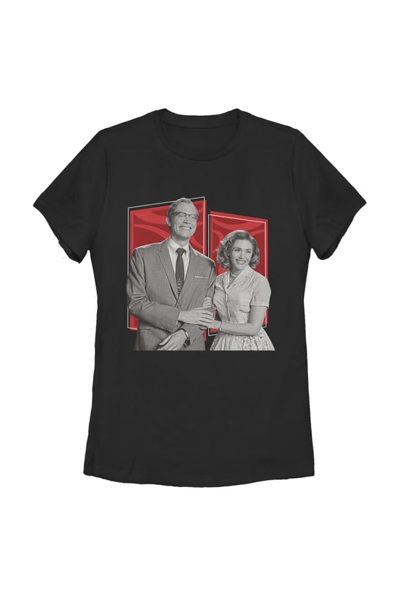 Women's Marvel WandaVision Sitcom Couple  Graphic Tee Black Small