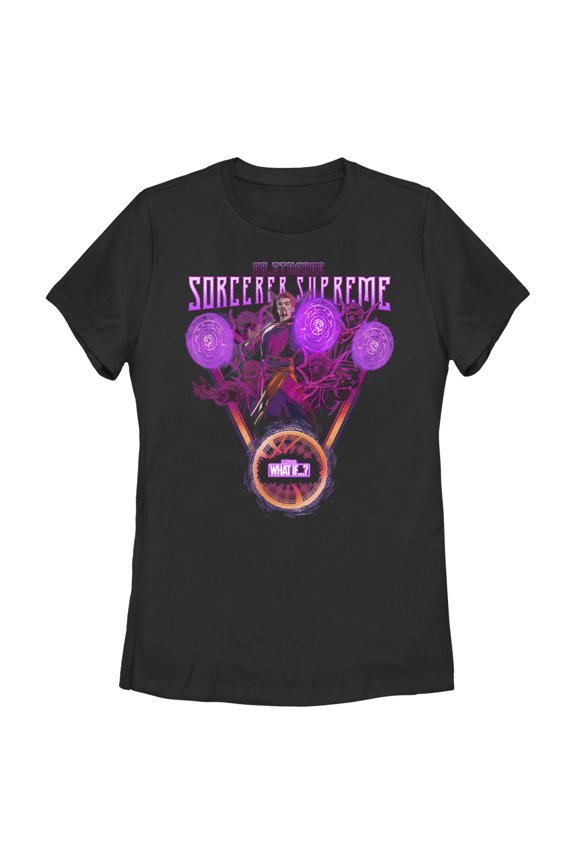Women's Marvel What if…? Sorcerer Supreme Graphic Tee Black Medium