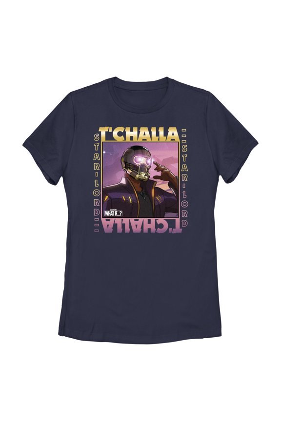 Women's Marvel What if…? T'Challa Graphic Tee Navy Blue Medium