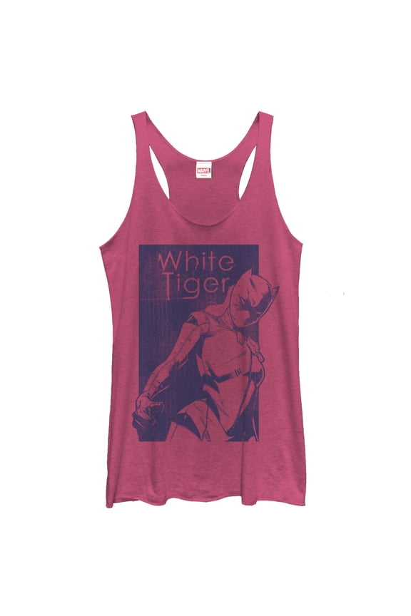 Women's Marvel White Tiger Amulet Racerback Tank Top Pink Heather Small