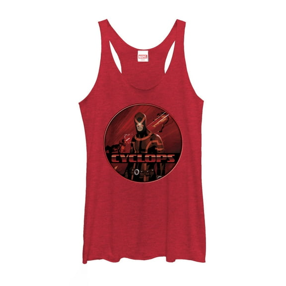 Women's Marvel X-Men Cyclops Badge Racerback Tank Top Red Heather X Small