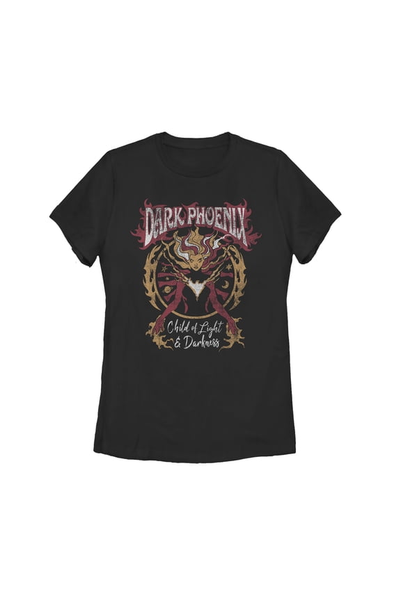 Women's Marvel X-Men Dark Phoenix Rock n Roll Graphic Tee Black Medium