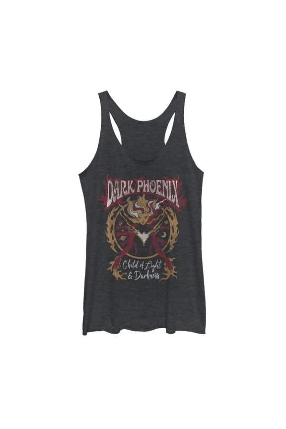 Women's Marvel X-Men Dark Phoenix Rock n Roll Racerback Tank Top Black Heather Medium