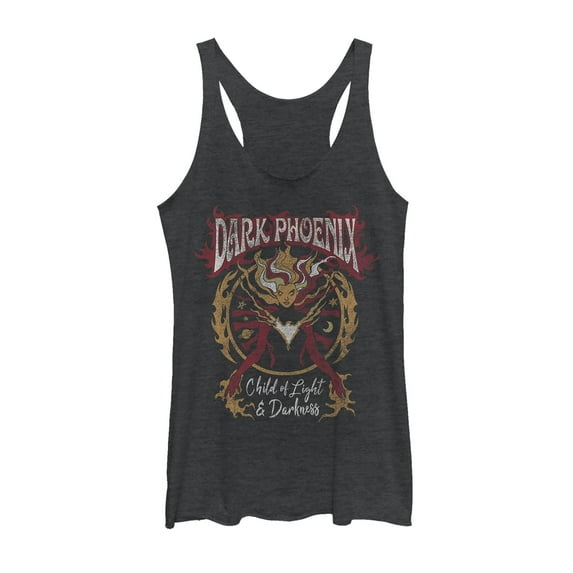 Women's Marvel X-Men Dark Phoenix Rock n Roll Racerback Tank Top Black Heather Small