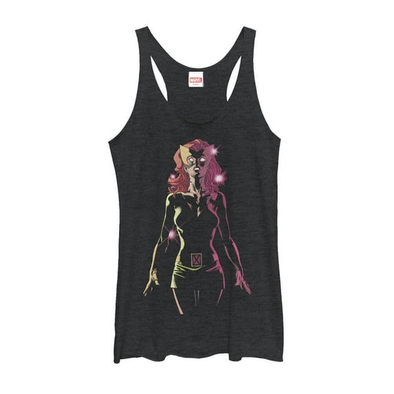 Women's Marvel X-Men Jean Grey Lights Racerback Tank Top Black Heather Small