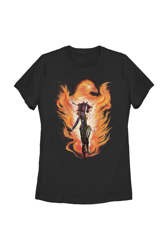 Women's Marvel X-Men Rise Of The Dark Phoenix Flames Graphic Tee Black X Large