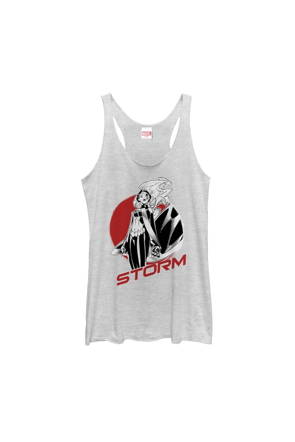 Women's Marvel X-Men Storm Badge Racerback Tank Top White Heather X Large