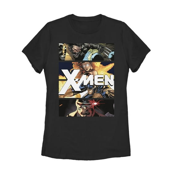 Women's Marvel X-Men Team Panels Graphic Tee Black Medium