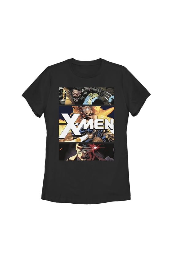 Women's Marvel X-Men Team Panels Graphic Tee Black X Large