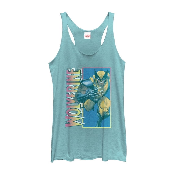 Women's Marvel X-Men Wolverine Claw  Racerback Tank Top Tahiti Blue Medium