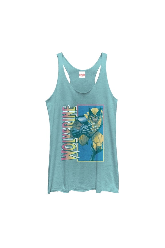 Women's Marvel X-Men Wolverine Claw Racerback Tank Top Tahiti Blue Medium