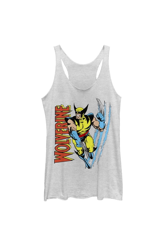 Women's Marvel X-Men Wolverine Slash Racerback Tank Top White Heather Small