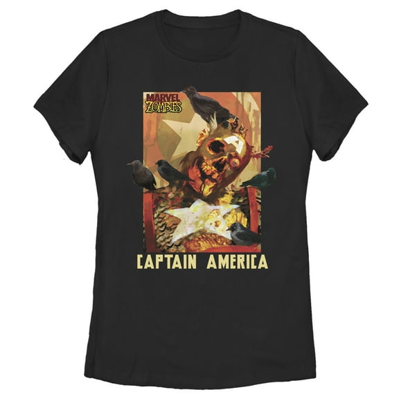Women's Marvel Zombies Captain America Bird Brain  Graphic Tee Black Small