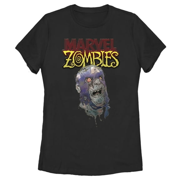 Women's Marvel Zombies Captain America Face Graphic Tee Black Large