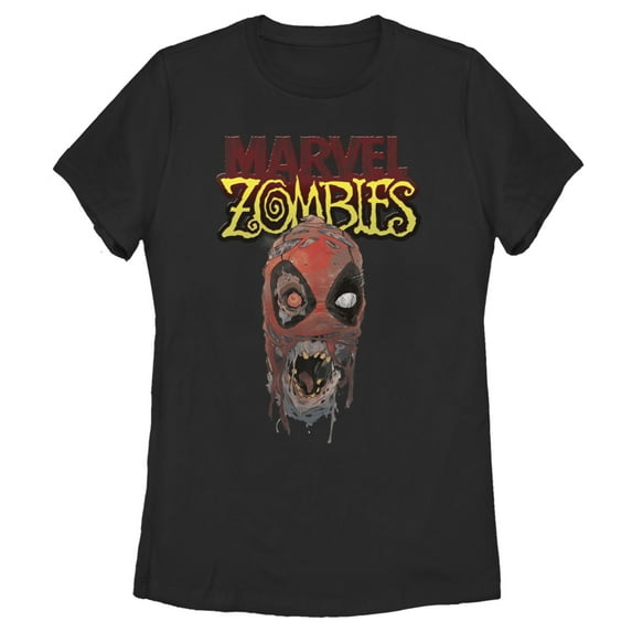 Women's Marvel Zombies Deadpool Face Graphic Tee Black Large